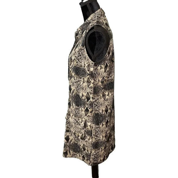 Banana Republic Size 6 Sleeveless Snakeskin Reptile Print Dress Pockets Safari - Picture 3 of 10